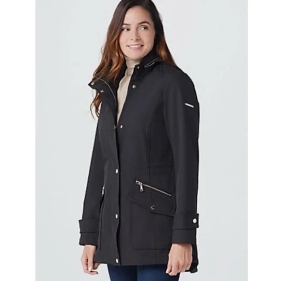 New Dennis Basso Water Resistant Bonded Jacket with Hidden Hood - Picture 2 of 15